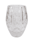 Large Vintage Crystal Glass Optic Barrel Vase John Luxton  for Stuart Glass Stourbridge Etched Mark