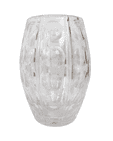 Large Vintage Crystal Glass Optic Barrel Vase John Luxton  for Stuart Glass Stourbridge Etched Mark