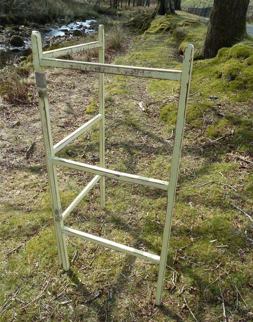 Large Vintage Washing Laundry Twin Painted Wooden Clothes Maiden Horse ...