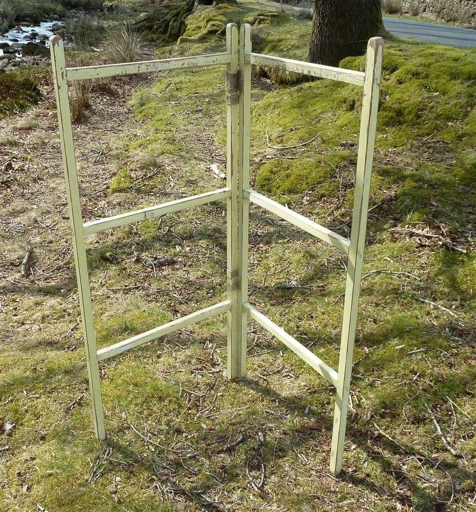 Maiden Rack Large Vintage Washing Laundry Twin Painted Wooden Clothes Maiden Horse ...
