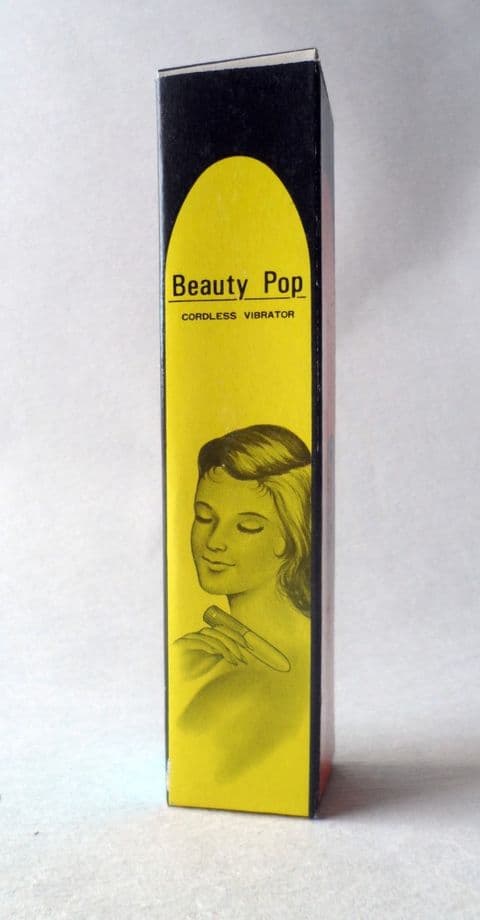 NOS Vintage Packaging Beauty Aid Relaxer Massage Beauty Pop Cordless Vibrator Hong Kong 1960s Great Art Work