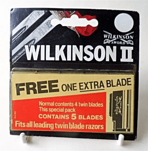NOS Vintage Sealed as New Carded Free Extra Blade Pack Wilkinson Sword II Adjustable Twin Safety Razor Blades 1980s