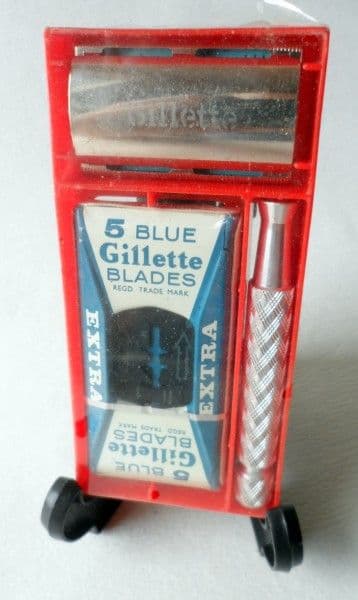 NOS Vintage Shaving Gillette 3 Piece Tech Safety Razor Set England 1960s Standard DE Blades As New