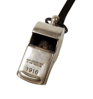 Original Antique A De Courcy Birmingham 1916 Escargot Whistle c/w Leather Strap Military Trench WW1