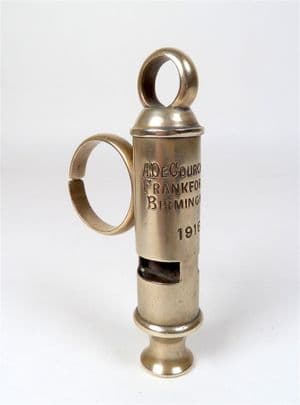 Original Antique A De Courcy Birmingham 1916 GSW Cavalry Officers Whistle Military WW1 Horse Back