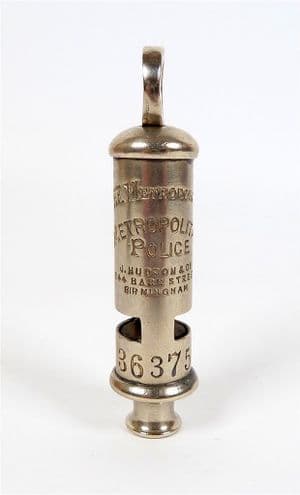 Original Antique Hudson & Co 244 Barr Street Metropolitan Police Whistle 1922-30s GSW #36375