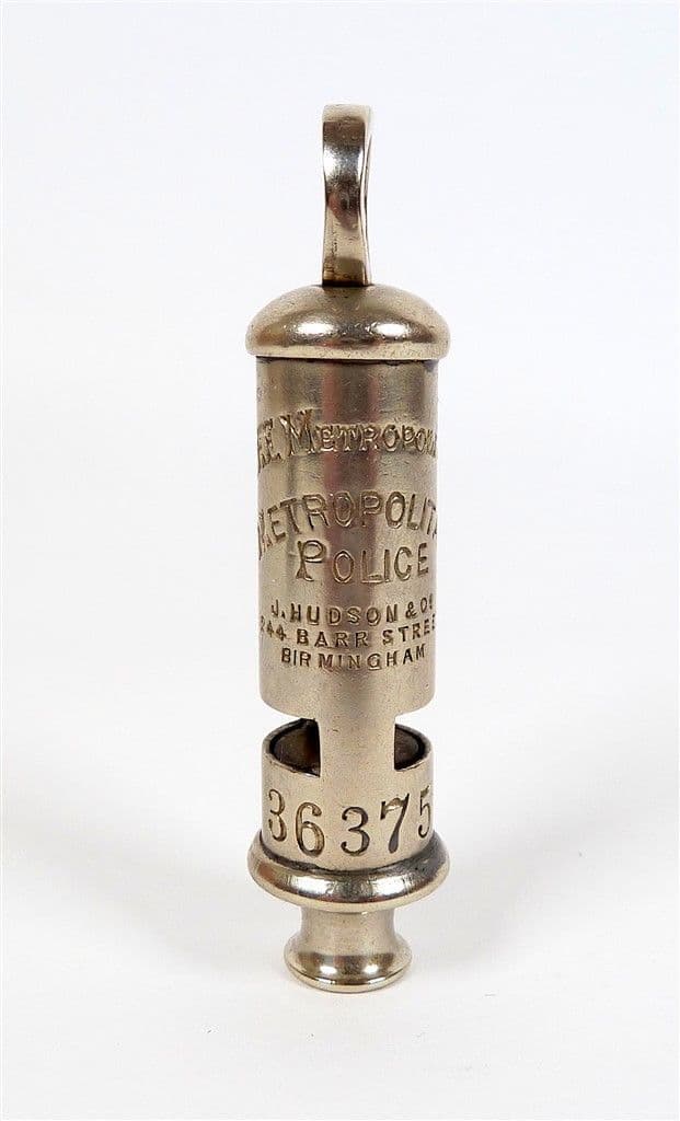 Original Antique Hudson & Co 244 Barr Street Metropolitan Police Whistle 1922-30s GSW #36375
