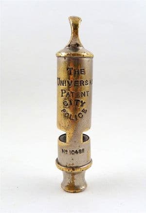 Original Antique R A Walton The Universal Patent City Police Whistle GSW Stamped Disc 1898-1904