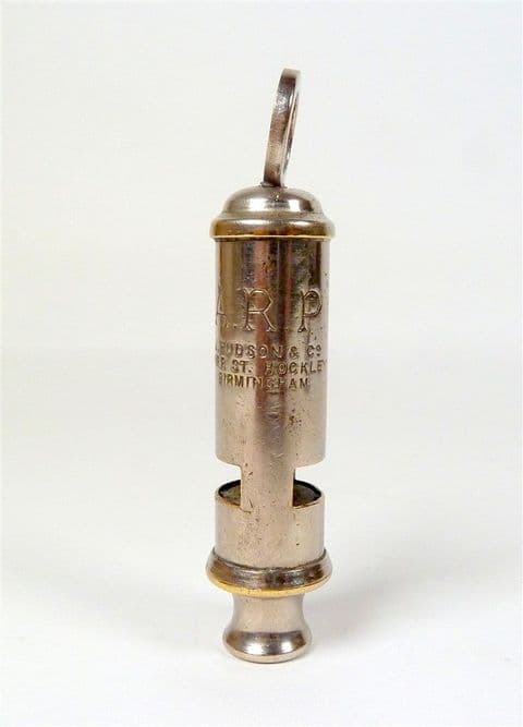 Original Vintage Military WW2 J Hudson & Co Birmingham ARP Air Raid Precautions Whistle Home Front