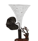 Pair of Antique Late 19th Century Glass & Base Metal Epergne Vases Stag & Leaf Design Present from