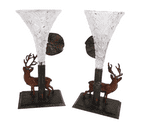 Pair of Antique Late 19th Century Glass & Base Metal Epergne Vases Stag & Leaf Design Present from