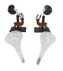 Pair of Antique Late 19th Century Glass & Base Metal Epergne Vases Stag & Leaf Design Present from