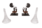 Pair of Antique Late 19th Century Glass & Base Metal Epergne Vases Stag & Leaf Design Present from