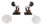 Pair of Antique Late 19th Century Glass & Base Metal Epergne Vases Stag & Leaf Design Present from