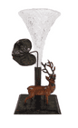 Pair of Antique Late 19th Century Glass & Base Metal Epergne Vases Stag & Leaf Design Present from