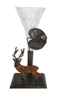 Pair of Antique Late 19th Century Glass & Base Metal Epergne Vases Stag & Leaf Design Present from