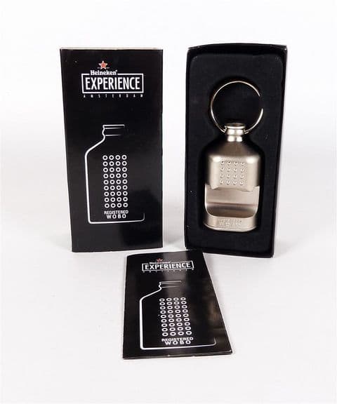 Post Vintage Boxed Heineken Experience Amsterdam Souvenir WOBO Bottle Opener Keyring Advertising