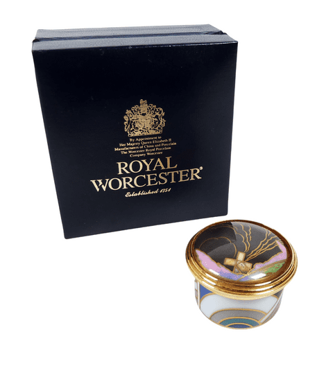 Post Vintage Boxed Royal Worcester Connoisseur Collection Old Windmill Pill Box 250th Art Deco