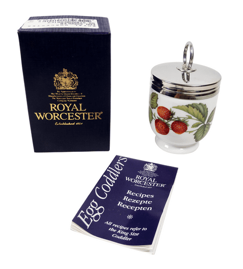 Post Vintage Boxed Royal Worcester Strawberry Pattern King Size 3.5" Egg Coddler Recipes