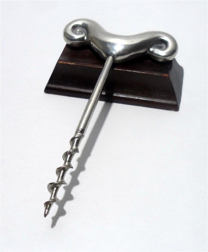 Post Vintage Carrol Boyes Pewter Stainless Wave Design 2 Finger Direct Pull T Tee Corkscrew Stamped