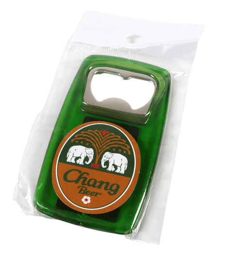 Post Vintage Chang Beer Elephants Bottle Opener Fridge Magnet Advertising New & Sealed