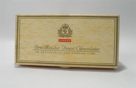 Post Vintage Cunard DreiMeister Wooden Chocolate Box Non Alcoholic Honeymoon Truffle Assortment Pen