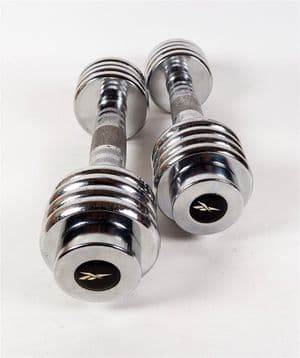 Post Vintage Gym Weights Pair of Reebok Adjustable Dumbbells Chrome Plated Physical Culture 6.5kg