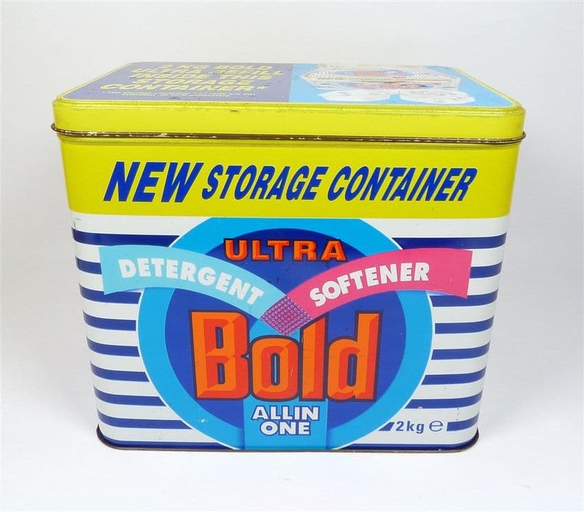 Post Vintage Kitchen Storage 2kg Ultra Bold All In One Tin Laundry Container Handle Washing Powder