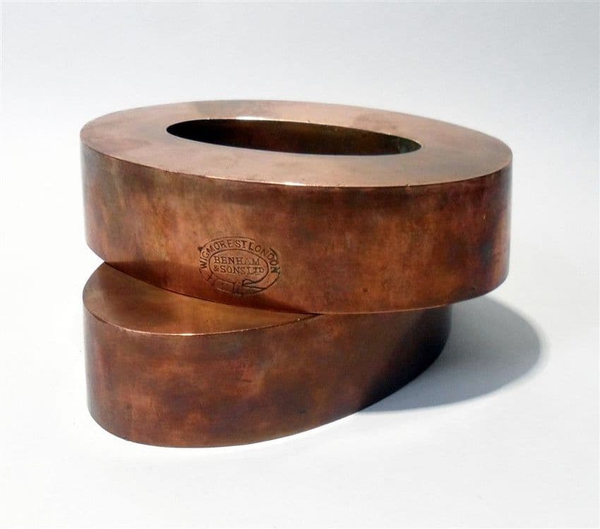 Pr Antique Kitchen Benham & Sons Wigmore St London Copper Plain Ring Oval Jelly Mould Granville Club
