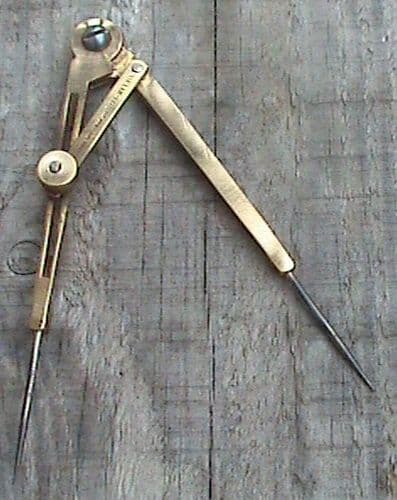 Rare Vintage English Solid Brass Helix Lock 1936 Prov Patent Locking Dividers, Circa 1930/40s