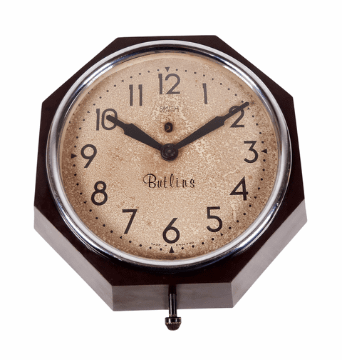 Scarce Antique Butlins Wall Clock Smiths Cricklewood London English Art Deco SecTric Bakelite