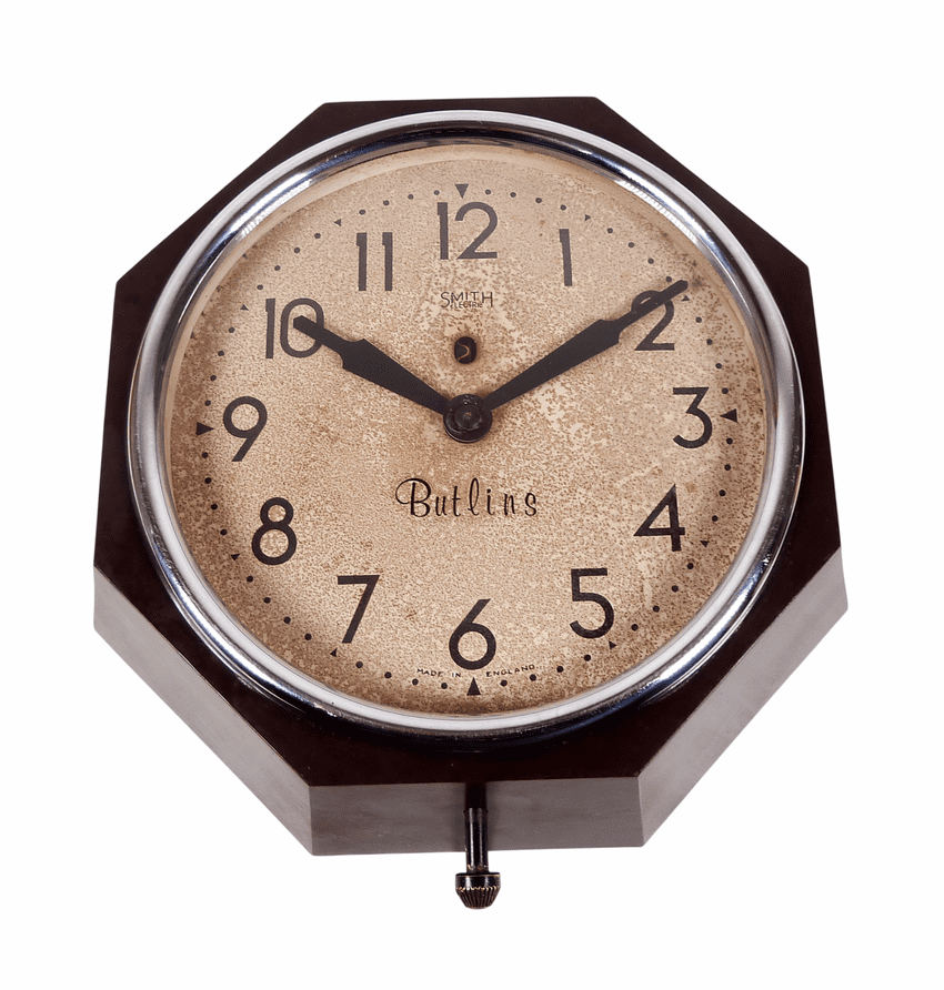 Scarce Antique Butlins Wall Clock Smiths Cricklewood London English Art Deco SecTric Bakelite