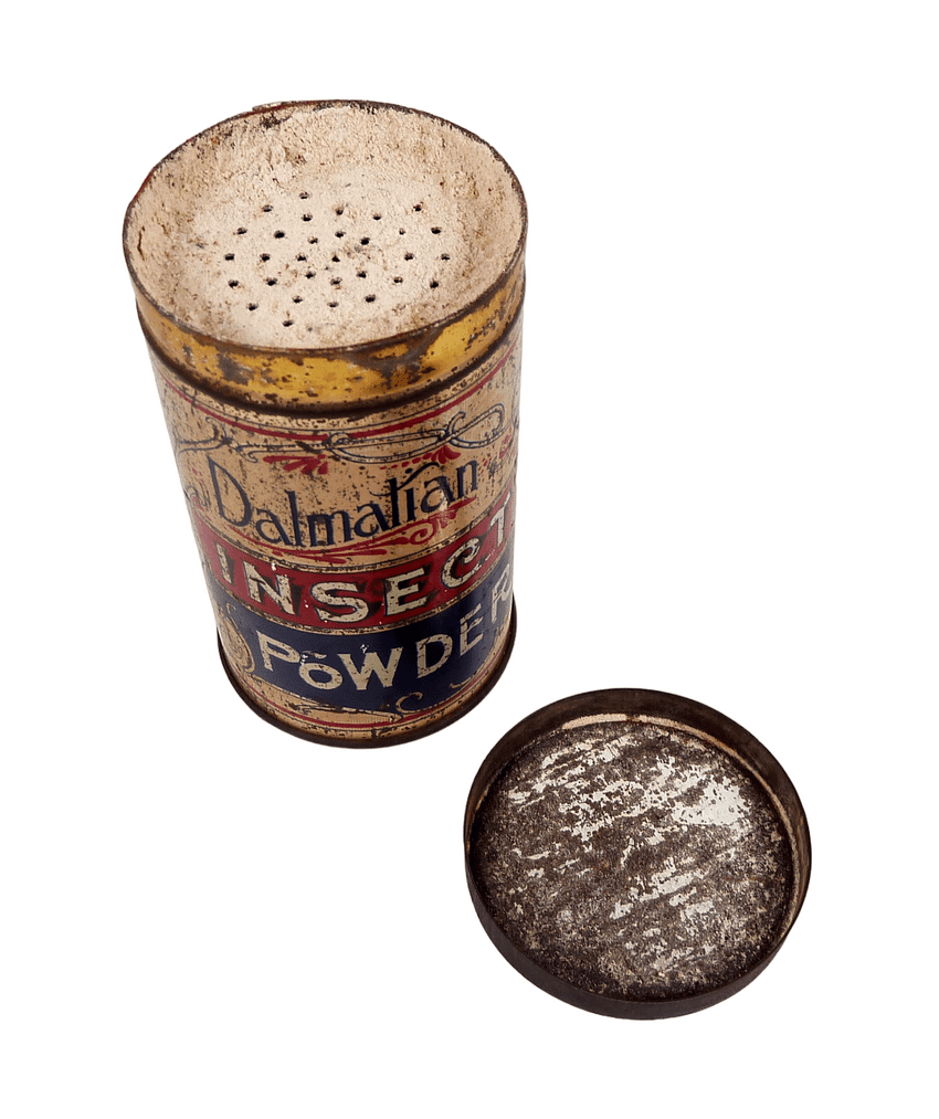 Scarce Antique Dalmatian Insect Powder Tin c/w Contents G&T Coward ...