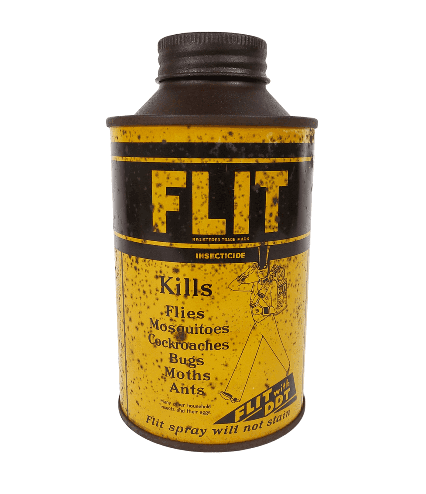 Scarce Antique Round 16 fl oz Stanco New Jersey Flit DDT Spray Insecticide Tin Circa 1920/30s Stemco