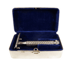 Scarce Antique Shaving Boxed AB British Made 3 Piece Open Comb Safety Razor Chevron Handle 1930s