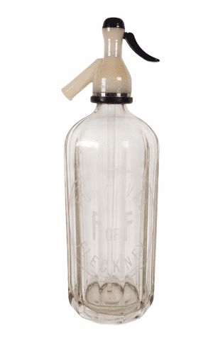 Scarce Vintage Glass Soda Siphon Furnival of Fleckney Leicester British Syphon Co London Black Top