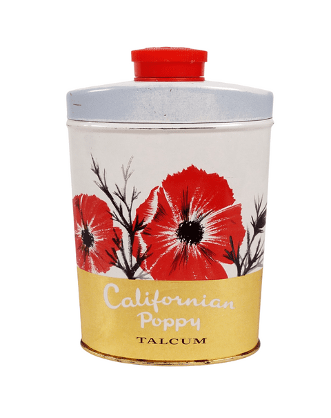 Scarce Vintage Tin Josephine Kell Ltd Californian Poppy Perfume Talc  1960s Talcum Powder 70g