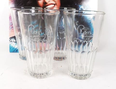 Set of 4 Vintage Lion Brewery Blackburn Ales GR478 George VI Pint Glasses 40s St Helens Mark Pub Bar