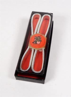 Six Vintage St George Rhodium Plated Expanding Armlet Shirt Sleeve Spring Arm Bands plus Box