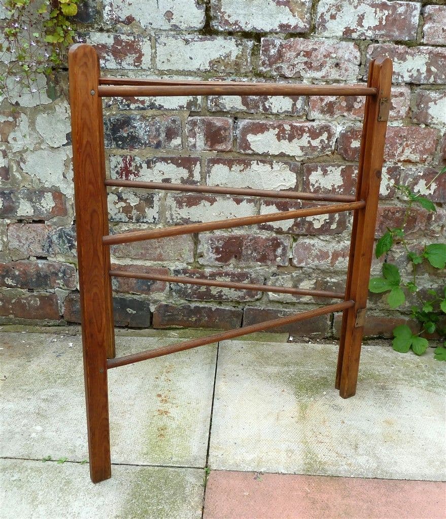 Small Vintage Washing Laundry Twin Wooden Clothes Maiden Horse Rack ...