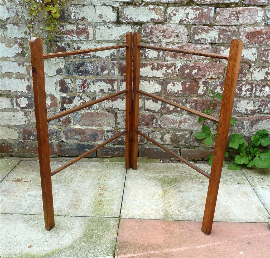 Small Vintage Washing Laundry Twin Wooden Clothes Maiden Horse Rack ...