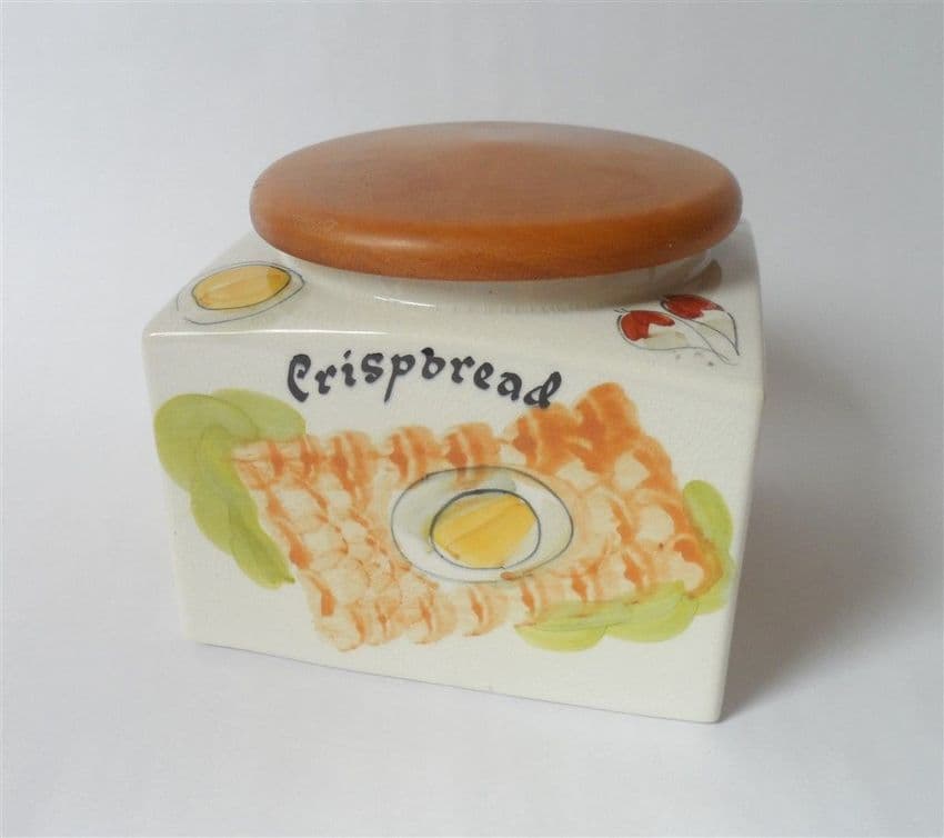 Vintage Kitchen Mid Century Toni Raymond Pottery Crispbread Storage Jar Circa 1960s Hand Painted