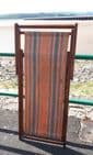 Vintage Traditional Folding  Hard Wood Canvas Beach Deck Chair Deckchair 1970s VW Surf Striped