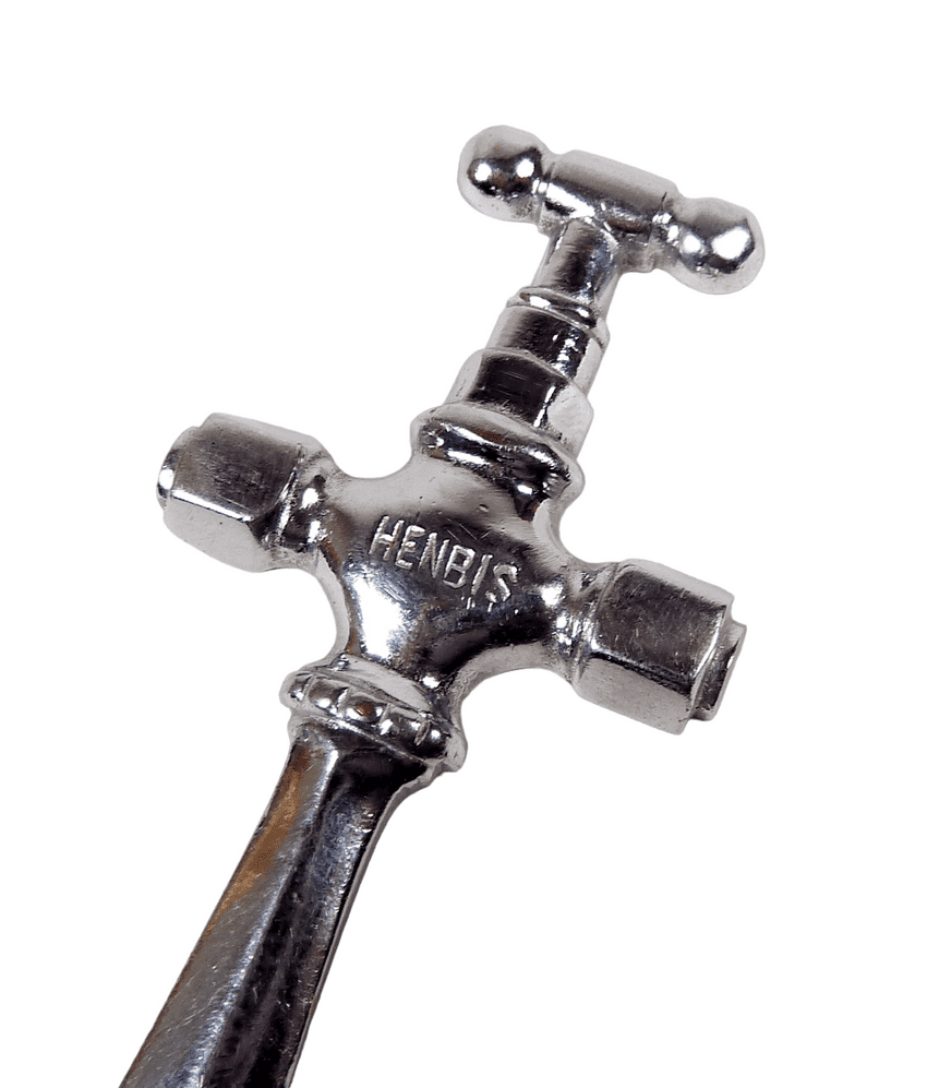 Unusual Vintage Desk Office Figural Henbis Stop Cock Valve Chrome Paper Knife Letter Opener