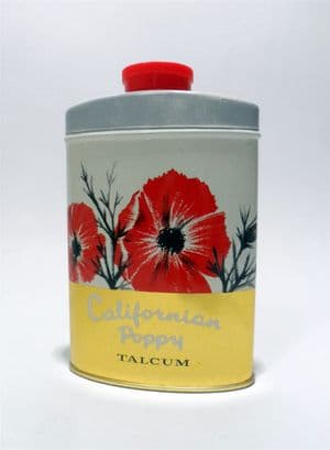 VHTF Vintage Tin Josephine Kell Ltd Californian Poppy Perfume Talc  1960s Talcum Powder 70g
