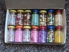 Vintage 14 Miniature Glass Jars Confectionery for Toy Sweet Shops Unused Boxed Circa 1950s Trebor