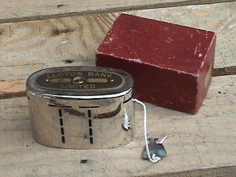 Vintage 1921 Patent Recording Home Safe Money Bank Lloyds Limited with Key & Box Circa 1930/40s