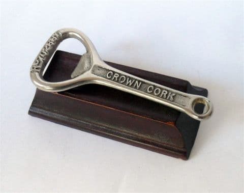 Vintage 1923 Registered Design Cast Iron Crown Cork Bottle Opener Nickel Plated