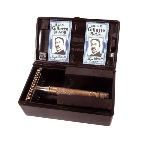 Vintage 1933 No.77 Gillette British Patent 363892 3 Piece Safety Razor Made in England Bakelite Case