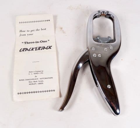 Vintage 1965 Chrome 3 in 1 Crackerjack Nut Ice Nutcrackers C.L. Rimes Arthritis Rheumatism No Box